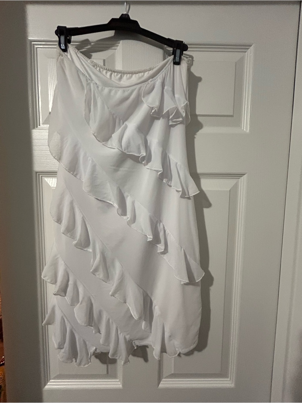 White Ruffled Asymmetric Women’s Dress rush or homecoming